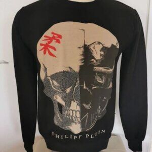 Men's  M NWOT Black Philipp Plein Sweatshirt - Skull with crystals and studs